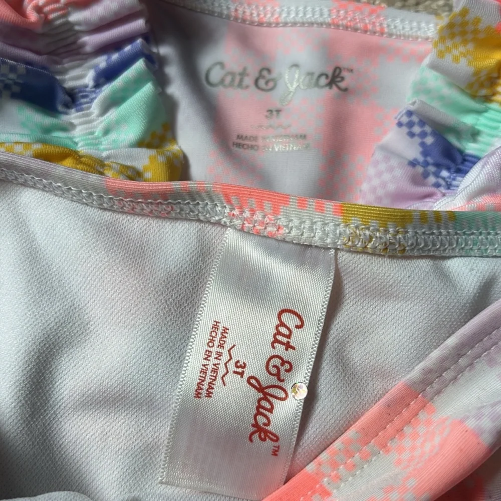 Cat & Jack Gingham Two Piece Swimsuit Swim Tankini Bikini Baby Girl Toddler